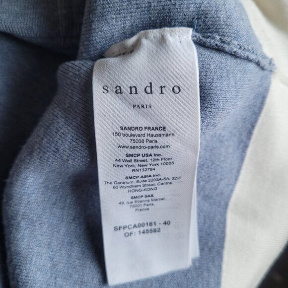 Sandro Polo Collar Knit Top Long Sleeve Contrasting Short Cardigan Top Size 1 - Picture 6 of 11